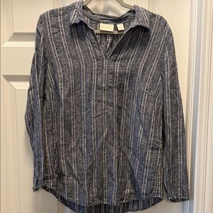 Chico's Navy and White Striped Blouse